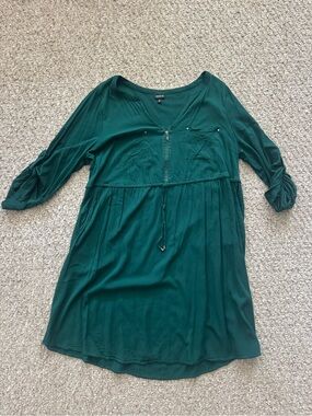 torrid Emerald Green V-Neck Zip Drawstring Dress